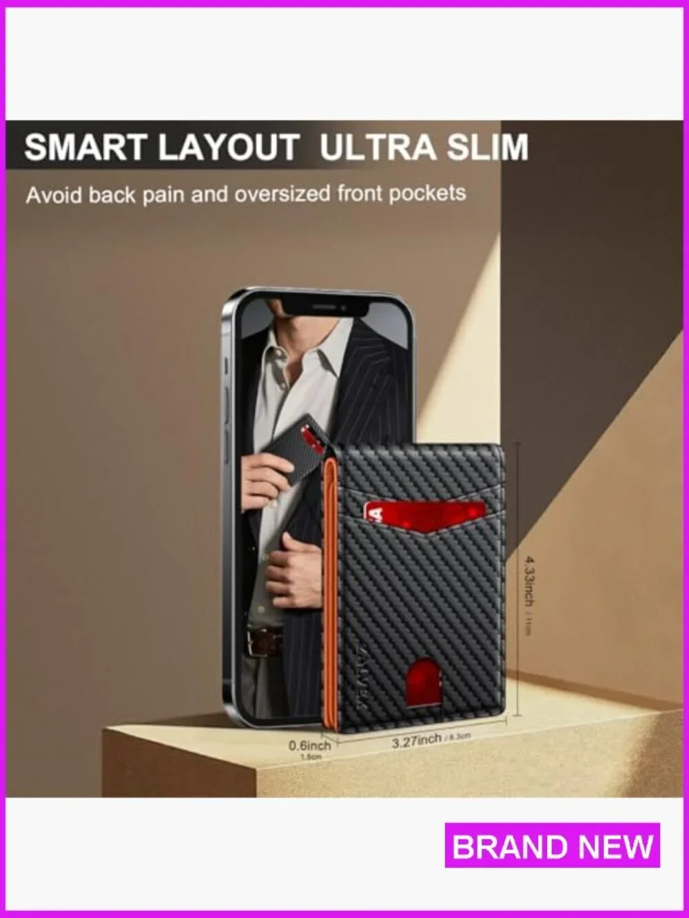 Slim RFID Blocking Leather Wallet Minimalist Bifold Card Holder Gift